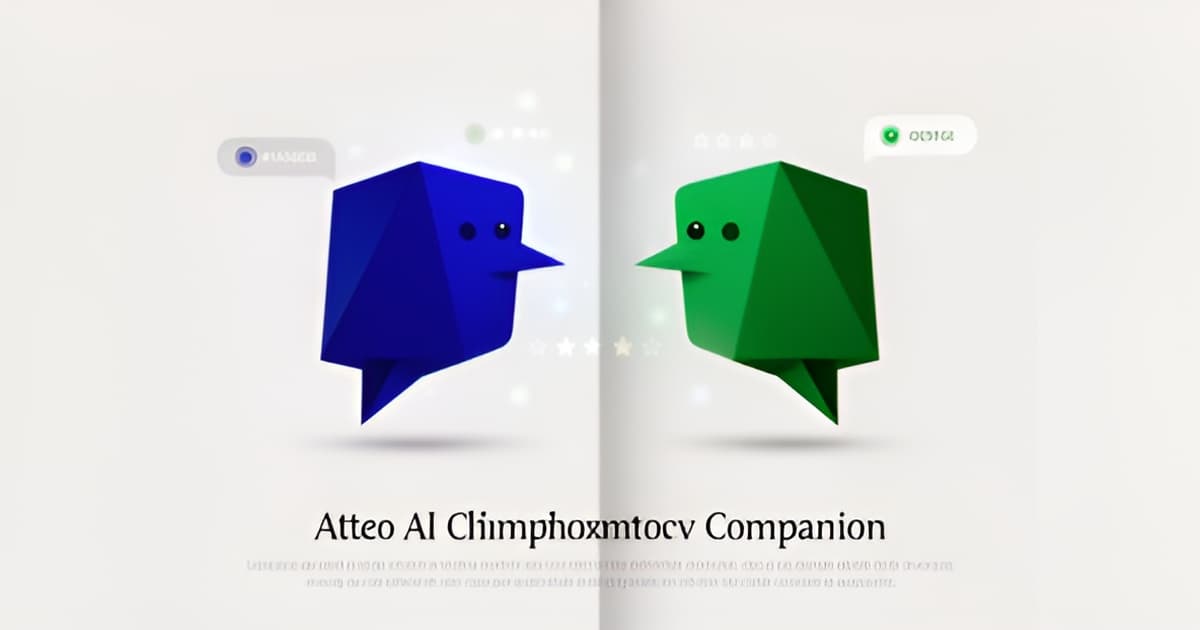 Flat illustration of two AI companion chat platforms compared side by side in blue and green with a 2026 Showdown headline.
