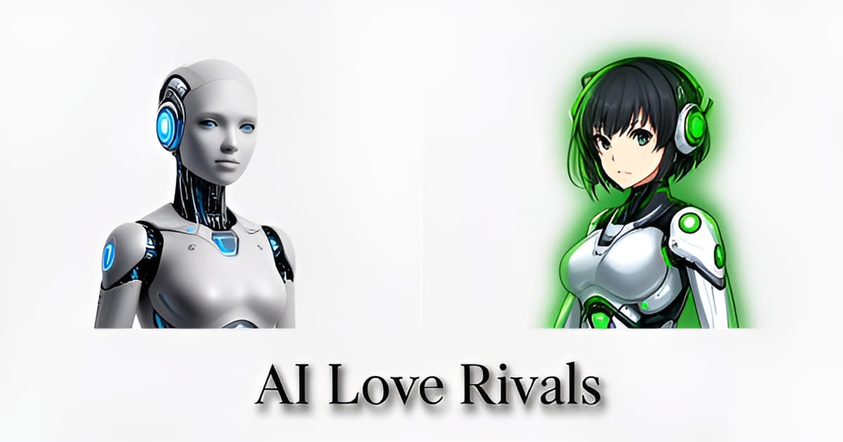 A stylized illustration comparing Kupid.ai and Replika, two AI companion platforms, in a clean and modern minimalist design.
