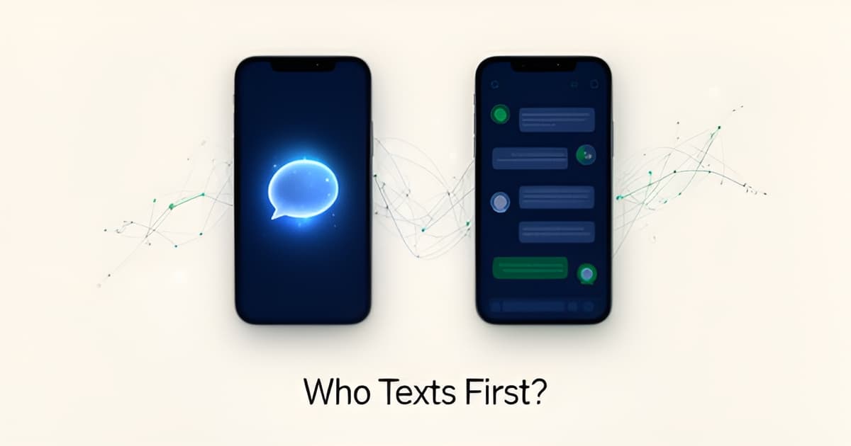 Flat illustration of two smartphones with chat bubbles and memory nodes comparing AI companions that text first.